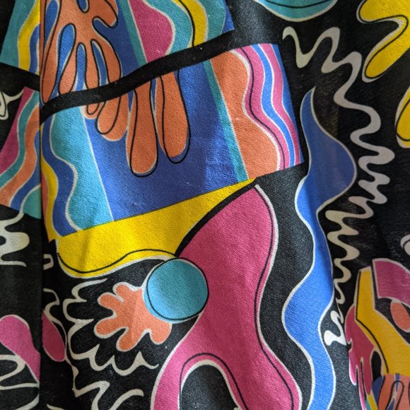 Funky 80s/90s Slouchy Stretchy Shirt Carnival Bright Colors Size L - Picture 4 of 4